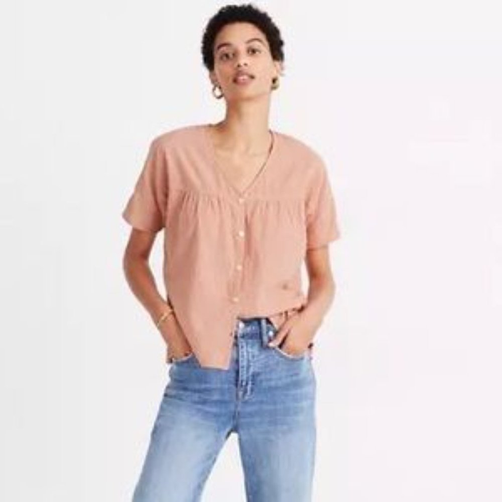 Madewell Rhyme Button-Front Top in Clipdot